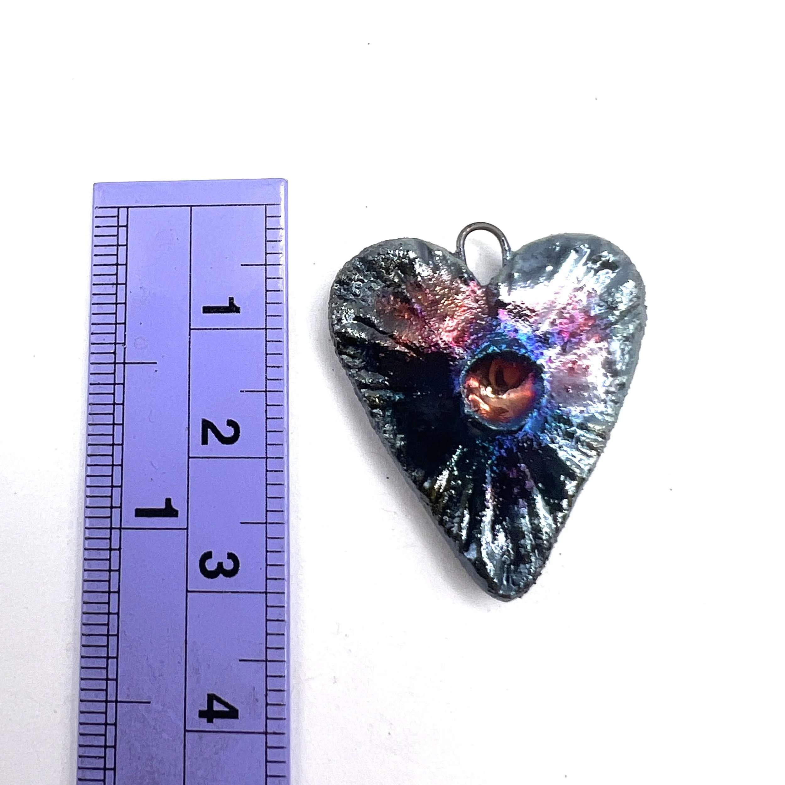 Raku Heart Pendant Ceramic Jewelry Supply Handmade by MAKUstudio